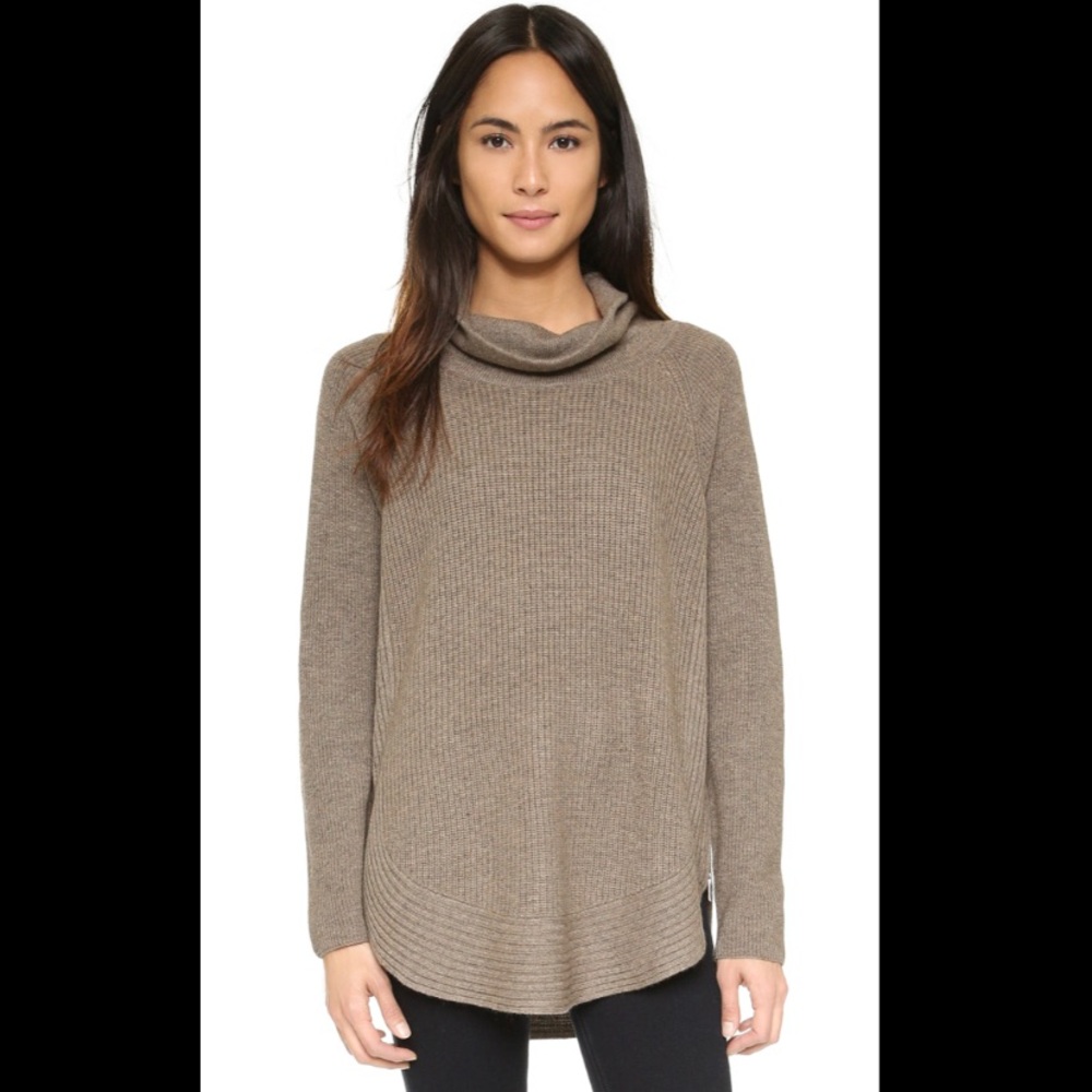 Vince Side-Zip Ribbed Turtleneck Sweater Sz Medium